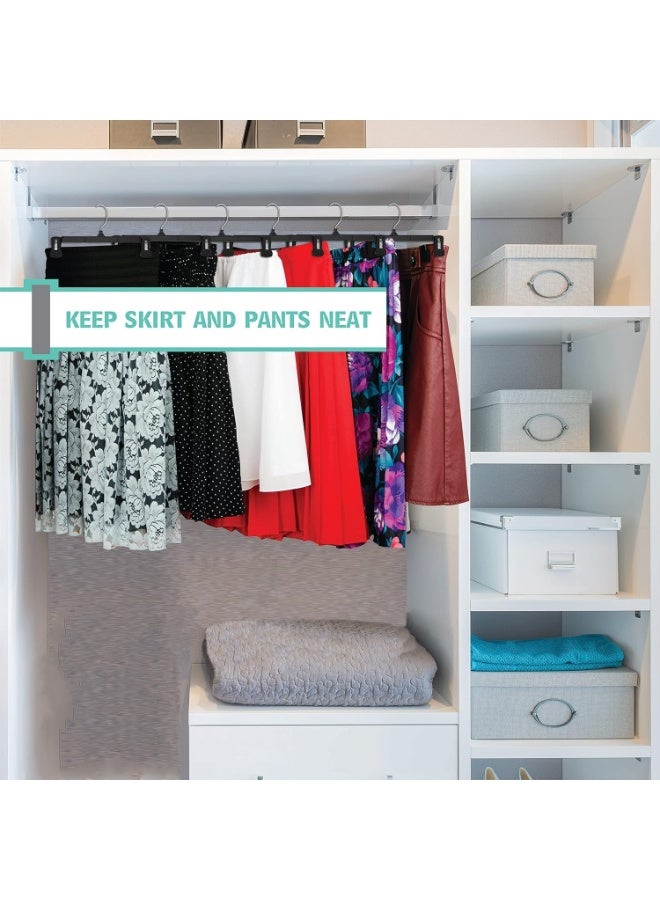 Pant & Skirt Hangers - Closet Hangers for Shorts, Shirts, Jeans, Dresses, Slacks, Coats, Clothes, Clothing, Garments & More - Durable, Space Saving & Non-Slip, Black - 10 Pack - Image 4