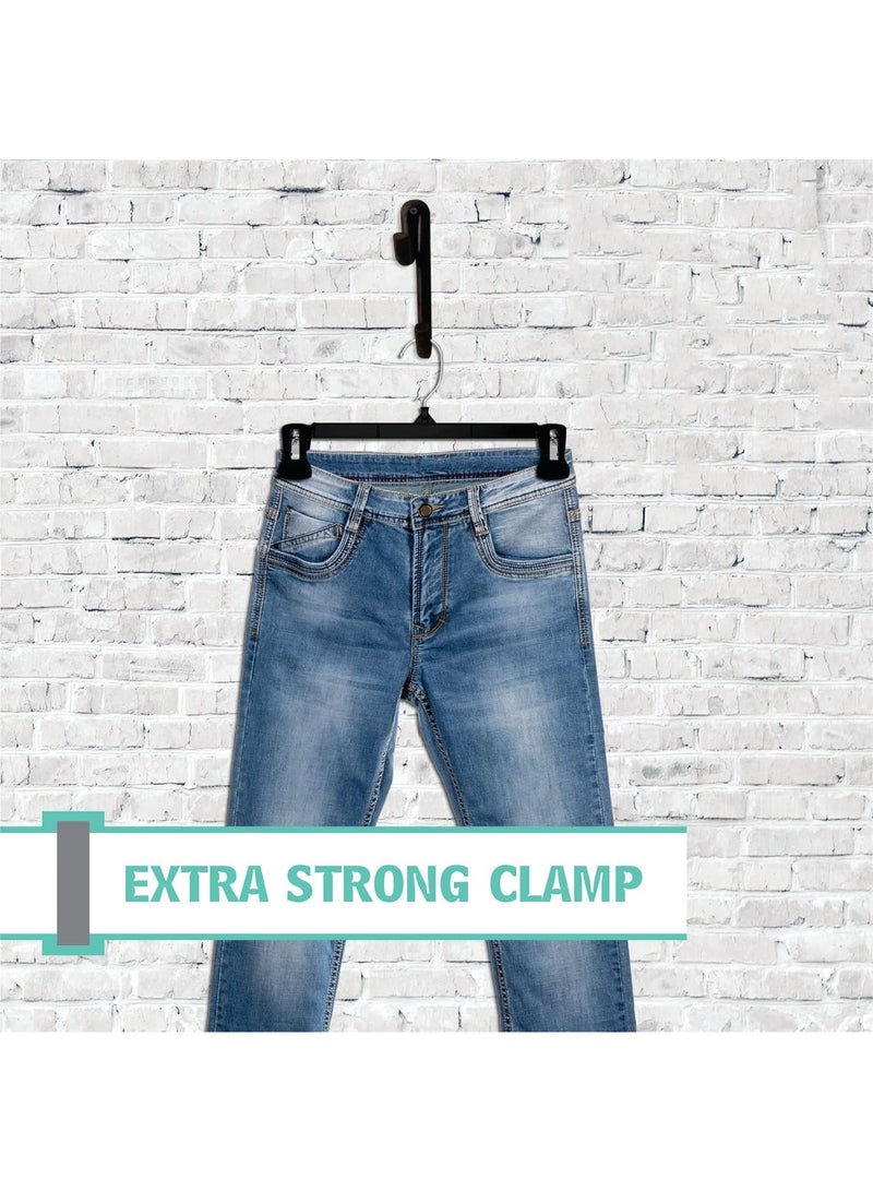 Pant & Skirt Hangers - Closet Hangers for Shorts, Shirts, Jeans, Dresses, Slacks, Coats, Clothes, Clothing, Garments & More - Durable, Space Saving & Non-Slip, Black - 10 Pack - Image 5