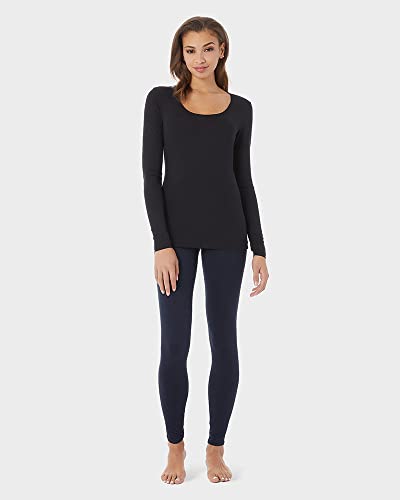 32 Degrees Women's 2 Pack Ultra Lightweight Thermal Long Sleeve Baselayer Shirt | Scoop Neck Top, Black/Black, X-Large - Image 3
