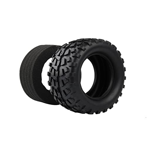 Rowiz 4PCS RC Rubber Tire 12mm Hex RC Wheels and Tires 1/10 Scale Car Monster Truck Tires Gravel Tread w/ 5 Spokes Wheel Rim Yellow RC Parts - Image 3