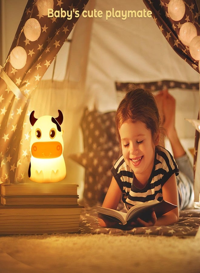 AVEKI Night Light for Kids, Portable Tap Control Rechargeable Nightlight Lamp, Color Changing, Remote Control Silicone Cute Animal Cow Night Lamp Bedroom Decor for Infant or Toddler (Cows-Remote) - Image 4