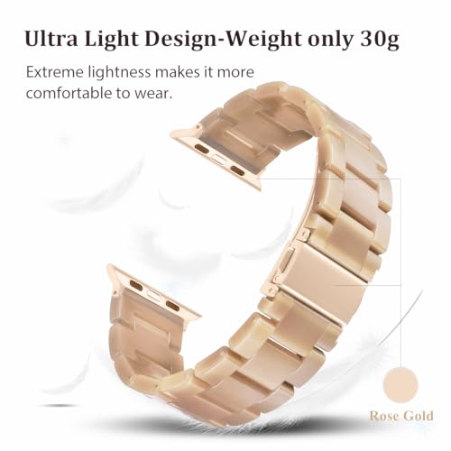 V-MORO Lightweight Bands Compatible with Apple Watch Series 11/10/9/8/7 38/40/41/42mm Fashion Cute Bracelet Band Rose Gold Stainless Steel Buckle Watch Strap for iwatch Series SE/6/5/4/3/2/1,Caramel - Image 4