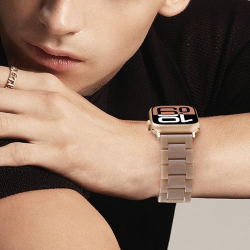 V-MORO Lightweight Bands Compatible with Apple Watch Series 11/10/9/8/7 38/40/41/42mm Fashion Cute Bracelet Band Rose Gold Stainless Steel Buckle Watch Strap for iwatch Series SE/6/5/4/3/2/1,Caramel - Image 5