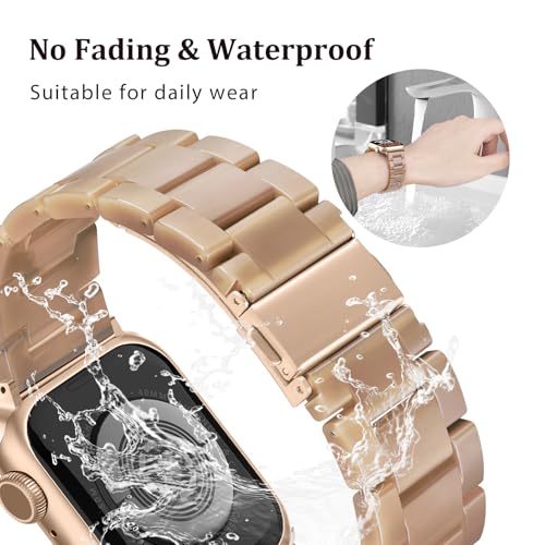 V-MORO Lightweight Bands Compatible with Apple Watch Series 11/10/9/8/7 38/40/41/42mm Fashion Cute Bracelet Band Rose Gold Stainless Steel Buckle Watch Strap for iwatch Series SE/6/5/4/3/2/1,Caramel - Image 2