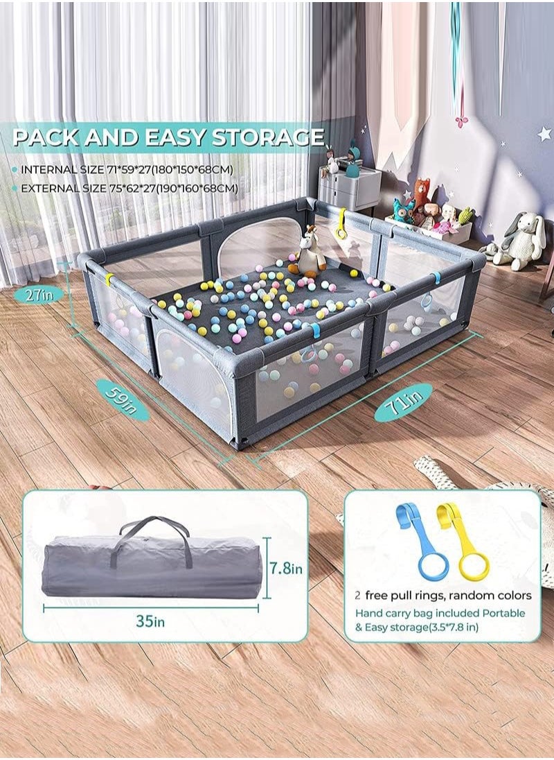 RuiHhome Playpen fance For Toddlers, Extra Large Baby Playard with Gate, 150 x 180 cm Infant Safety Activity Center, Sturdy Playpen with Anti-Slip Base, Children's Fences Packable & Portable  - Image 5