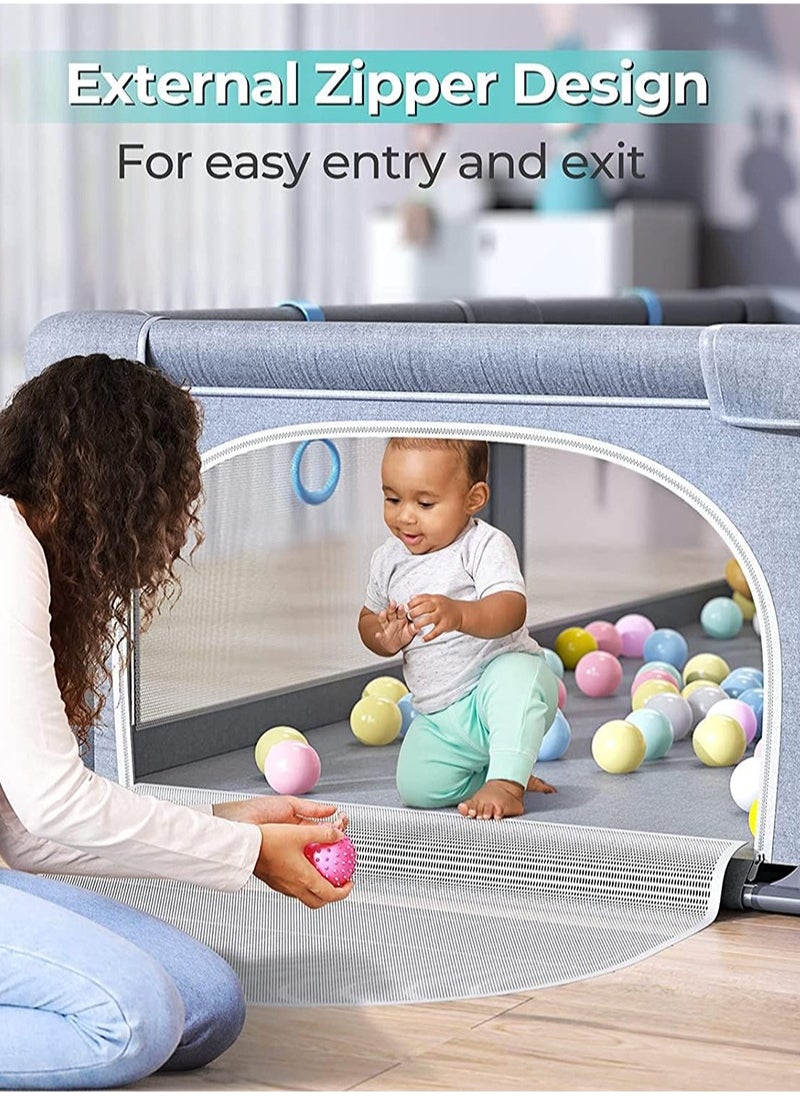 RuiHhome Playpen fance For Toddlers, Extra Large Baby Playard with Gate, 150 x 180 cm Infant Safety Activity Center, Sturdy Playpen with Anti-Slip Base, Children's Fences Packable & Portable  - Image 2