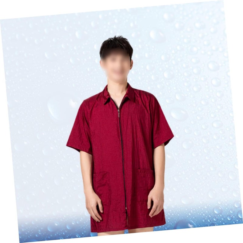 DOITOOL 2pcs Hair Dye Short Sleeve Work Clothes Women Men Grooming Smocks Soft -down Collar Practical Pockets - Image 4