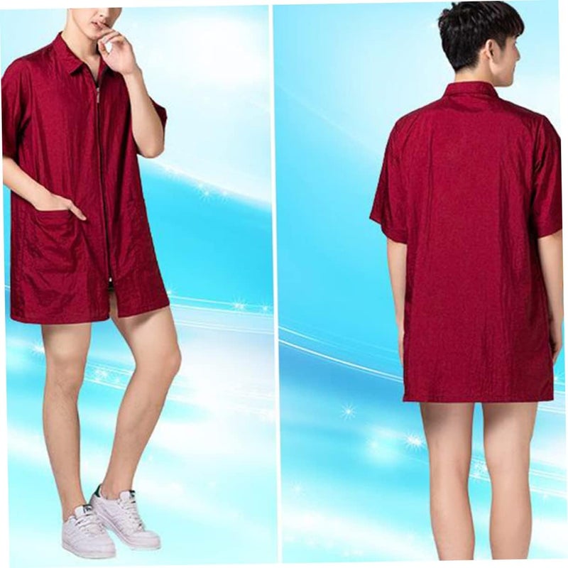 DOITOOL 2pcs Hair Dye Short Sleeve Work Clothes Women Men Grooming Smocks Soft -down Collar Practical Pockets - Image 3