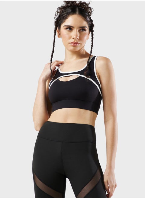 Contrast Hem Cutout Detail Sports Bra
