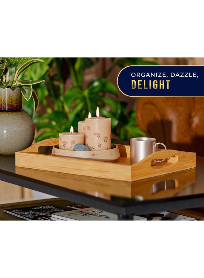 Comfify Set of 3 Bamboo Serving Trays - Ottoman Trays for Entertainment, Food and Décor - Clean, Minimal Design - Image 5