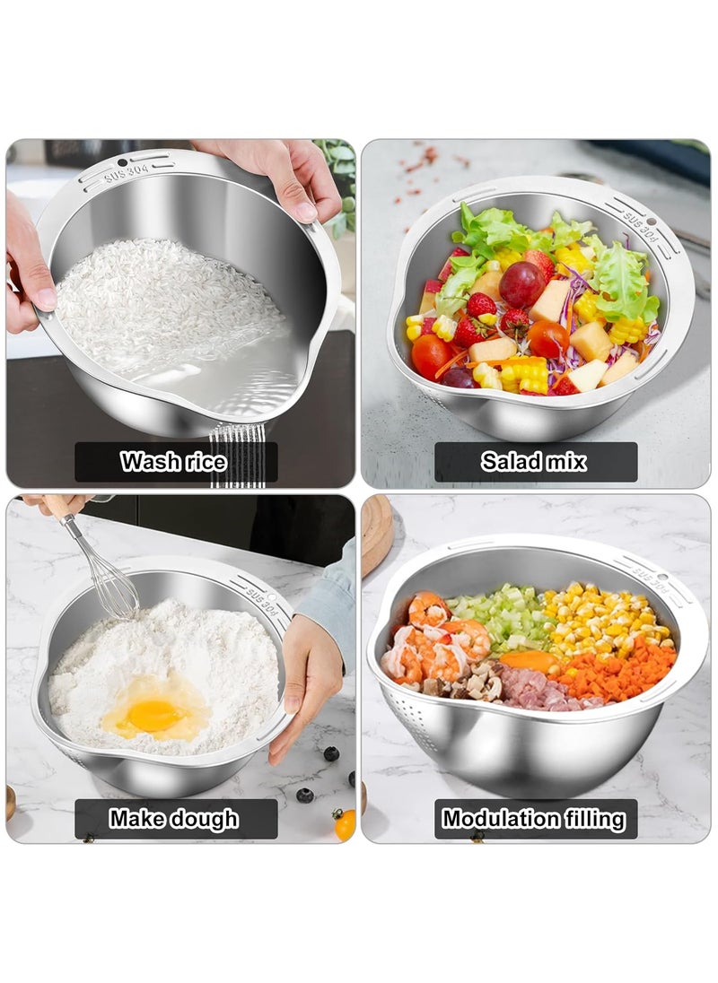 KesaPlan - KesaPlan Rice Washer Strainer Bowl, 4-in-1 Quinoa Washer Bowl Stainless Steel Rice Rinser Strainer Sink Colanders With Side Drainers for Cleaning Fruits, Vegetables, and Beans, Versatile Kitchen Tool - Image 1