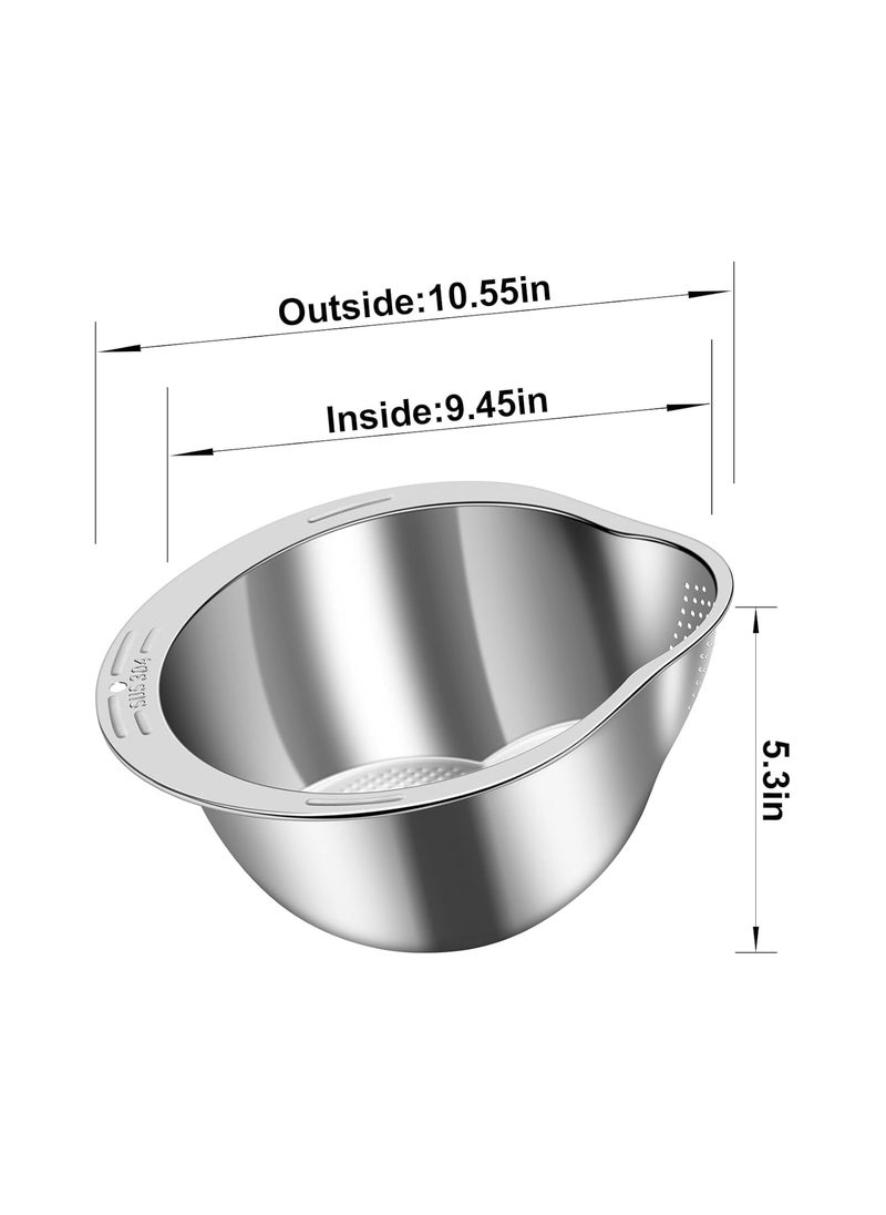 KesaPlan - KesaPlan Rice Washer Strainer Bowl, 4-in-1 Quinoa Washer Bowl Stainless Steel Rice Rinser Strainer Sink Colanders With Side Drainers for Cleaning Fruits, Vegetables, and Beans, Versatile Kitchen Tool - Image 1