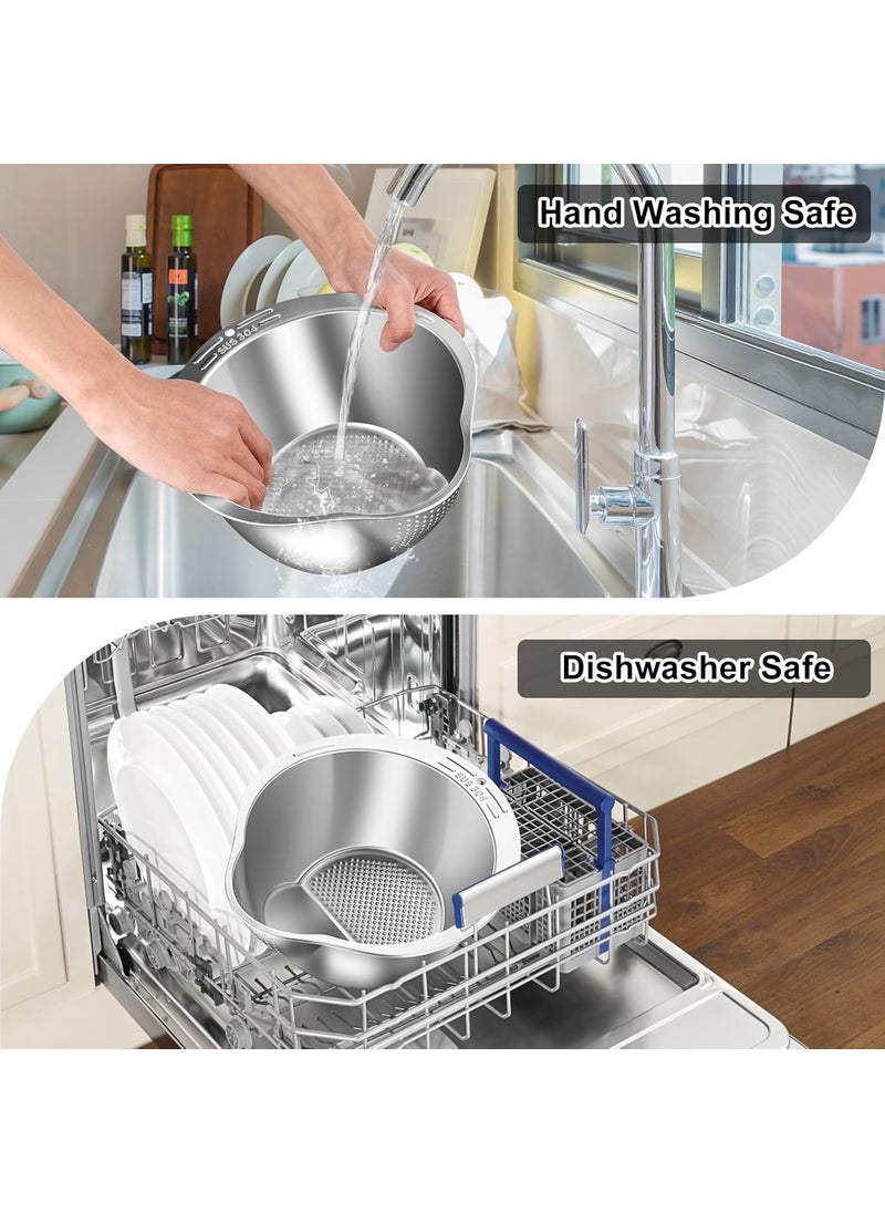 KesaPlan - KesaPlan Rice Washer Strainer Bowl, 4-in-1 Quinoa Washer Bowl Stainless Steel Rice Rinser Strainer Sink Colanders With Side Drainers for Cleaning Fruits, Vegetables, and Beans, Versatile Kitchen Tool - Image 1