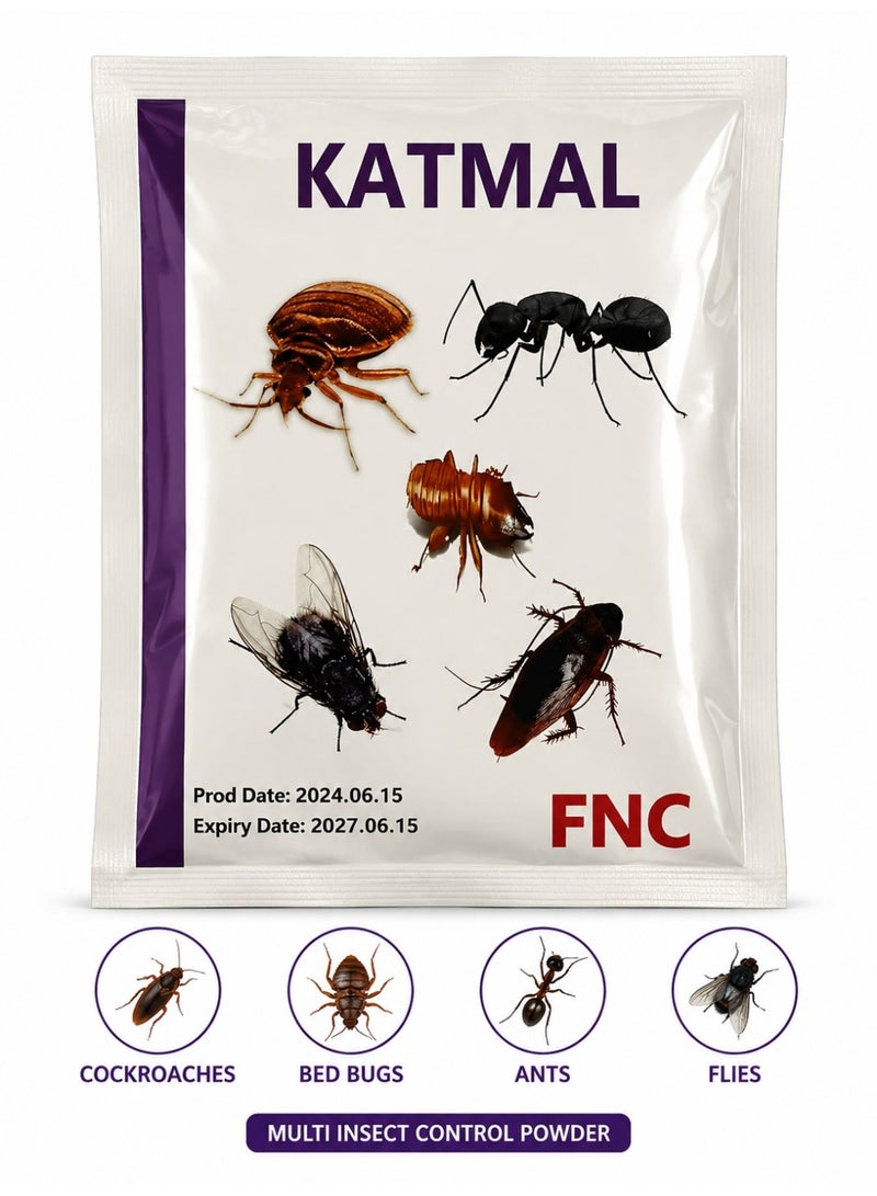 FNC بودرة KATMAL لمكافحة الحشرات المنزلية | مناسبة للبق والصراصير والنمل والحشرات الزاحفة | سهلة الاستخدام - Image 1