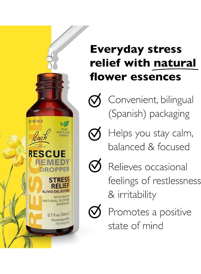 RESCUE Bach Remedy Dropper 20Ml, Natural Stress Relief, Homeopathic Flower Essence, Vegan, Gluten & Sugar-Free, Non-Habit Forming (Non-Alcohol Formula)  - Image 2