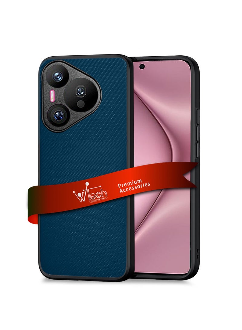 Wtech Silicone Hard Back Fabric Texture Side TPU Case Cover For Huawei Pura 70 5G 2024 Navy Blue - Image 1