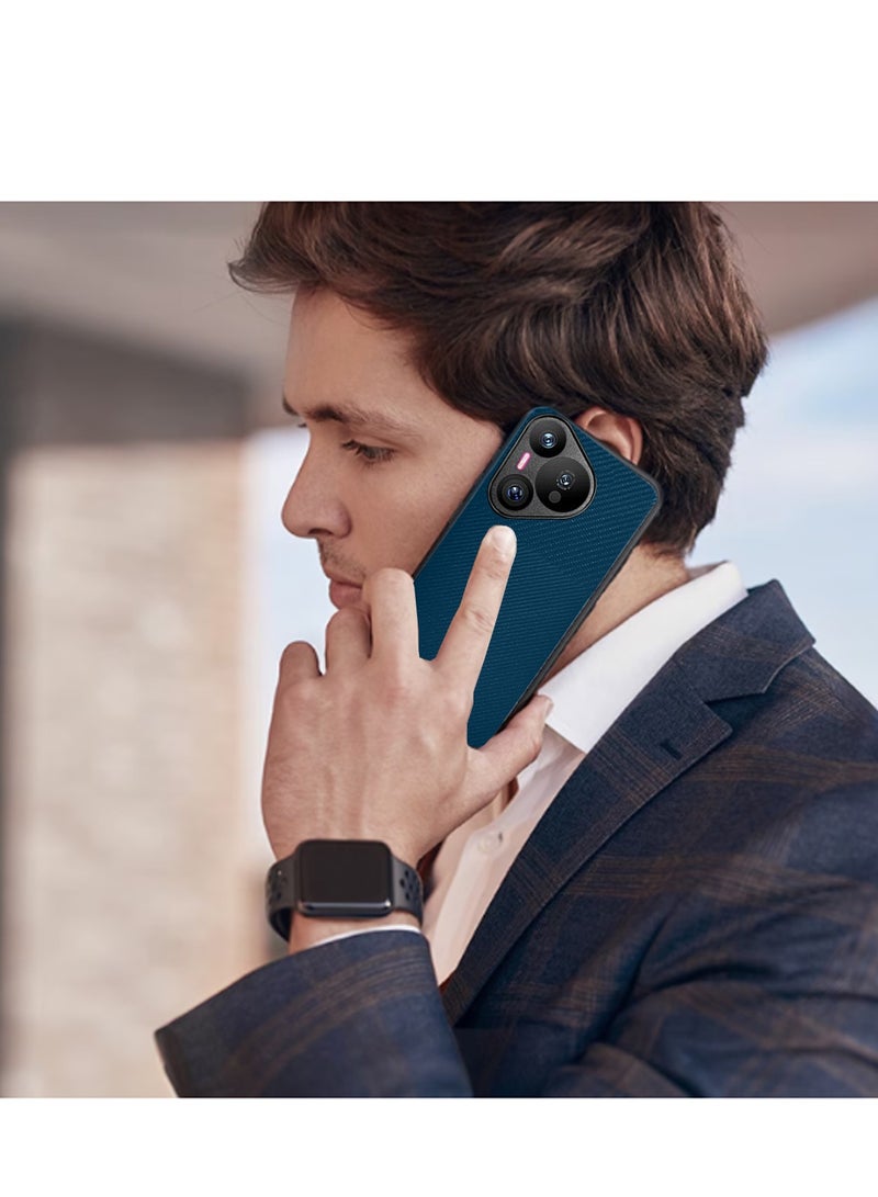 Wtech Silicone Hard Back Fabric Texture Side TPU Case Cover For Huawei Pura 70 5G 2024 Navy Blue - Image 4