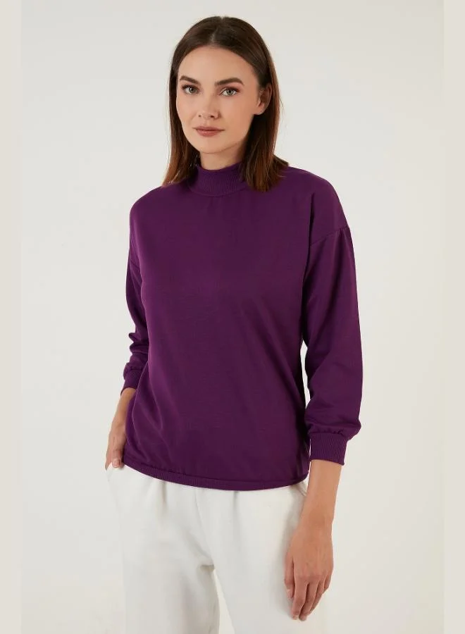 ليلا ليلا سويت شيرت قطن بياقة واقفة نسائي