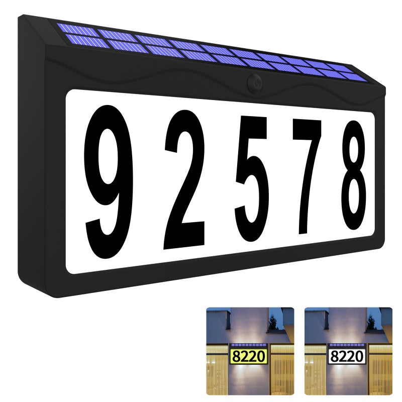 IVWVI Solar Address Sign Lighted Address Plaque Outdoor Waterproof Illuminated Double Color Address Numbers House Numbers for Home Street Mailbox Outside - Image 2