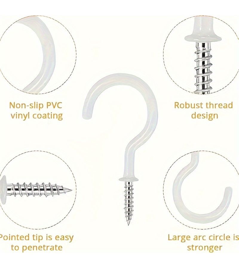 خطافات عين الغنم 1 بوصة مجموعة 10 قطع مسامير خطافات تعليق للسقف - Image 5
