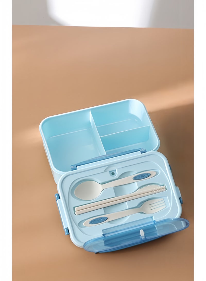 أروى بينتو مربع المحمولة الغداء مربع مانعة للتسرب سلطة الغداء الحاويات مع ملعقة ، الأزرق - Image 2