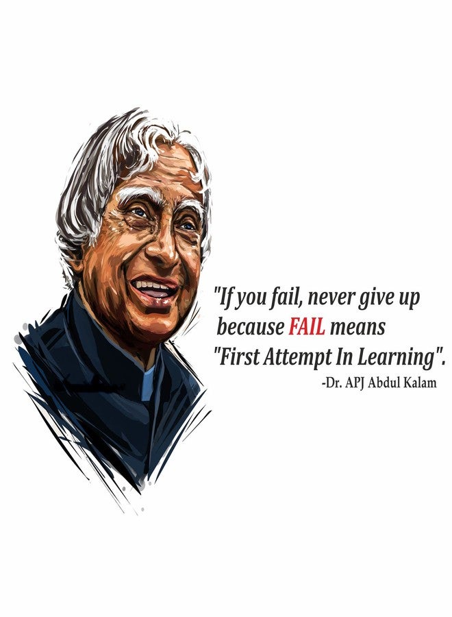 Sticker Yard Apj Abdul Kalam Fail 'First Attempt in Learning' Vinyl Wall Sticker for Living Room/Bedroom/Office and All Decorative Wall Stickers Size 76X55CM - Image 1
