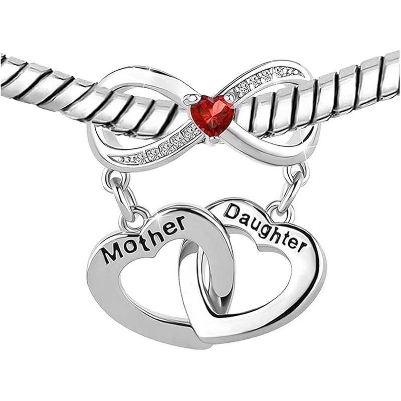 KunBead Women Girls Mother Daughter Heart Infinity Love Mothers Day Bead Charms Compatible with Pandora Charm Bracelets Necklace, Copper, No Gemstone - Image 3