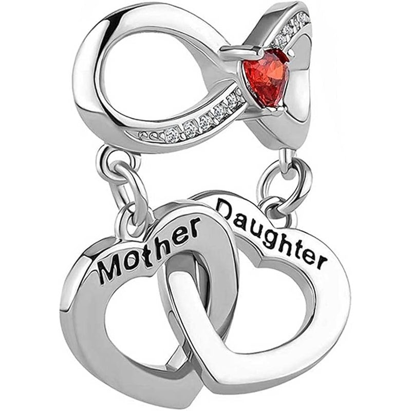 KunBead Women Girls Mother Daughter Heart Infinity Love Mothers Day Bead Charms Compatible with Pandora Charm Bracelets Necklace, Copper, No Gemstone - Image 2