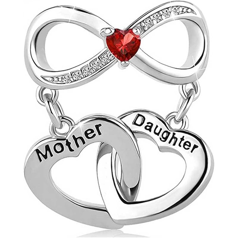 KunBead Women Girls Mother Daughter Heart Infinity Love Mothers Day Bead Charms Compatible with Pandora Charm Bracelets Necklace, Copper, No Gemstone - Image 1