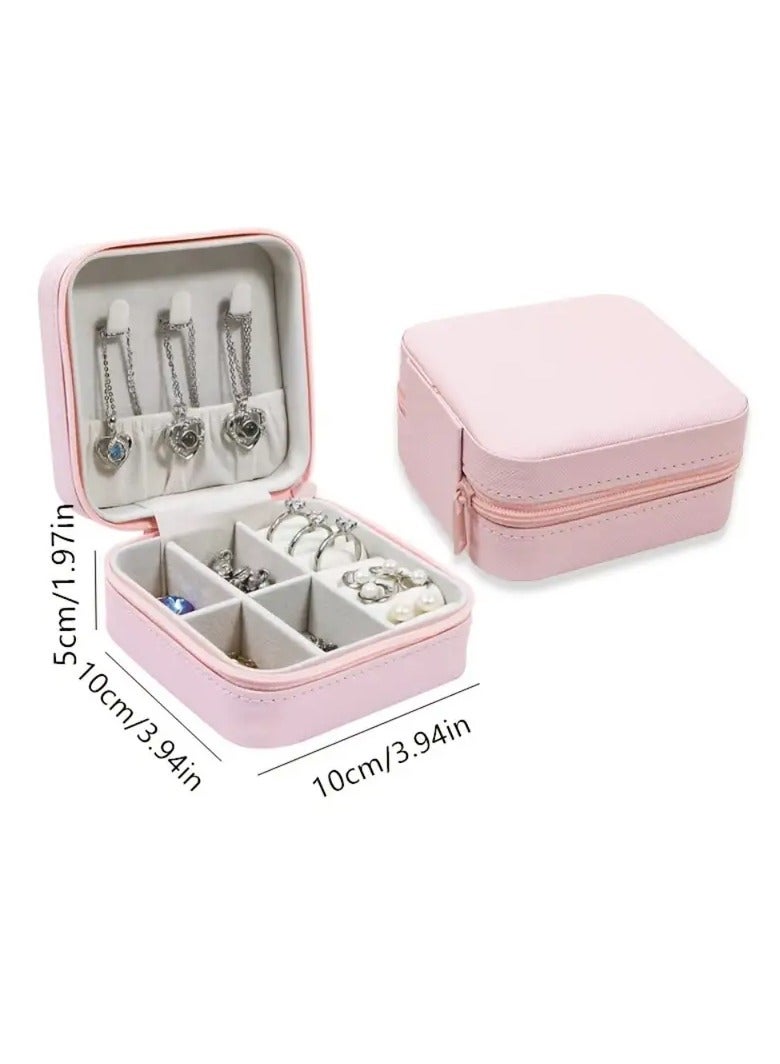 MXM Mini Jewelry Box, Portable Travel Leather Case Organizer for Ring, Pendant, Earring, Necklace, Bracelet Storage (2Pack-Multi, Small) - Image 2