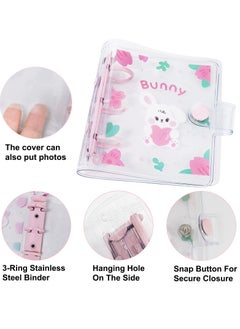 Y&D 20 Sheets 40 Pockets 3 Inch Mini Photo Album in Loose Leaf Refillable 3-Rings Transparent Photocard Binder Kpop Holder Book with Cute Pendant for Picture Cards Storage Pink Rabbit  - Image 3