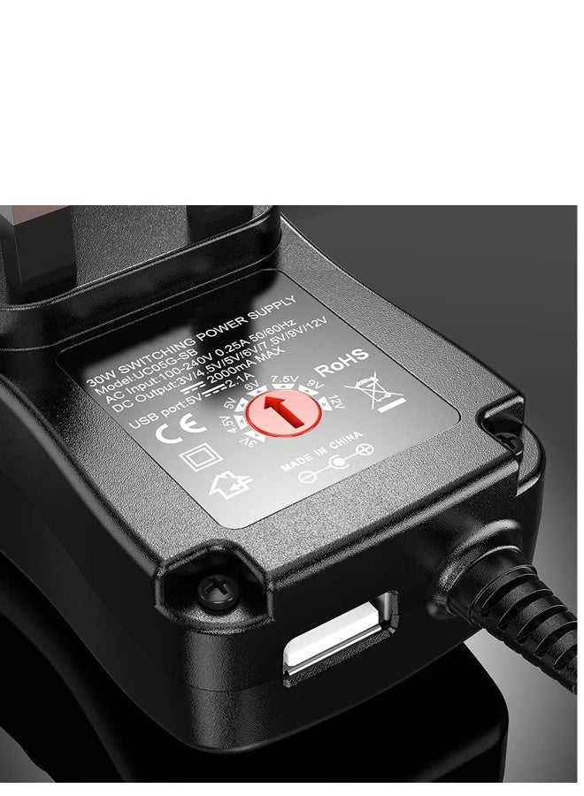 Universal 30W 3V 4.5V 5V 6V 7.5V 9V 12V AC/DC Adapter Switching Power Supply Charger PSU with 8 Selectable Adaptor Tips for 3V-12V Household Electronics and LED Strip - 2000mA Max - Image 3