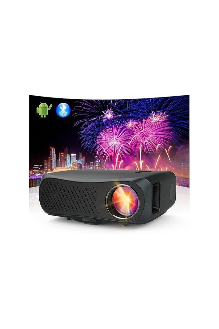 جهاز عرض ذكي محمول بدقة عالية مع واي فاي وبلوتوث، نظام أندرويد مدمج لتشغيل المحتوى، شاشة كبيرة للمنزل أو الأماكن المفتوحة، أسود - Image 1