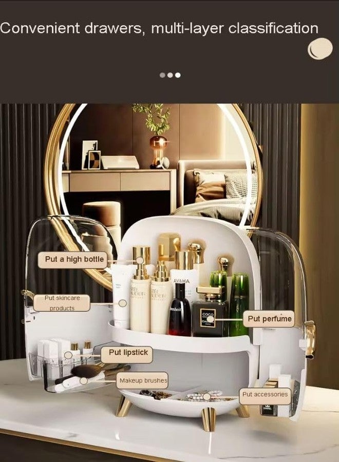 Azelf Light Luxury Cream Style Desktop Storage Box Large Capacity Dustproof Lipstick Storage Rack Transparent Drawer Rack with Lid - Image 5