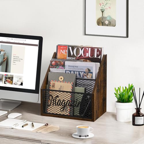 YINMIT Magazine Holder, Stepped 3 Tier Magazine Rack Floor, Magazine Storage Basket, Folder Organizer Bin for Magazines,Books,Newspapers,Tablets - Image 2