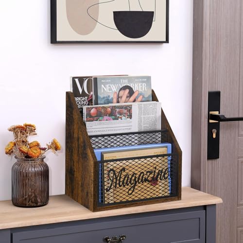 YINMIT Magazine Holder, Stepped 3 Tier Magazine Rack Floor, Magazine Storage Basket, Folder Organizer Bin for Magazines,Books,Newspapers,Tablets - Image 5
