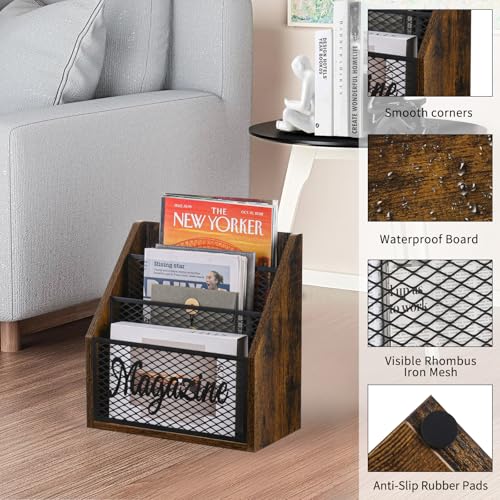 YINMIT Magazine Holder, Stepped 3 Tier Magazine Rack Floor, Magazine Storage Basket, Folder Organizer Bin for Magazines,Books,Newspapers,Tablets - Image 3