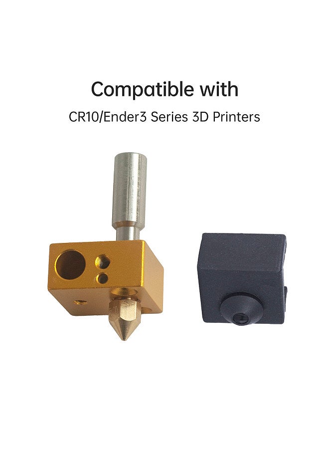 3D Printer Parts Heatbreak Throat + Silicone Sock + Heater Block + MK8 Nozzle Set Compatible with CR10/ender3 Series 3D Printers  - Image 2