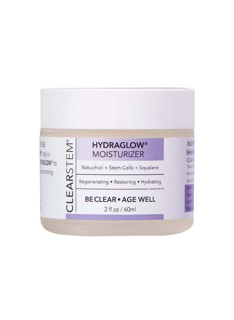 CLEARstem CLEARSTEM - HYDRAGLOW Stem Cell Moisturizer - Bakuchiol + Squalene - Youthful Skin Face Moisturizer - All Skin Types - Facial Skin Care Products - Vegan, Gluten Free, Cruelty Free - 2 fl oz / 60ml 