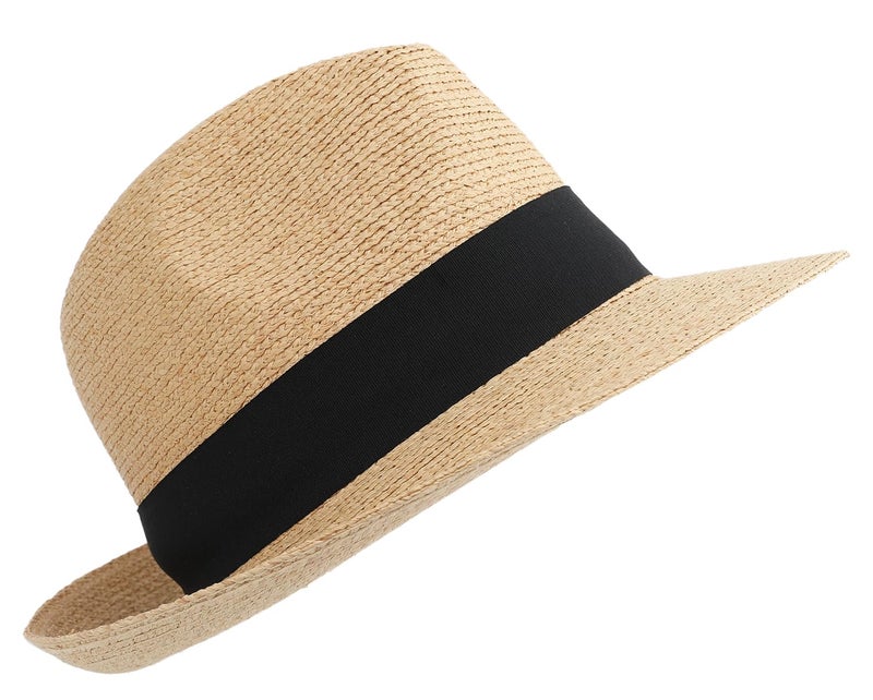 Pro Celia Raffia Straw Fedora Hat for Women and Men, Summer Beach Sun Protection, Packable Adjustable Design (US, Alpha, Medium, Beige-6cm Brim) - Image 3