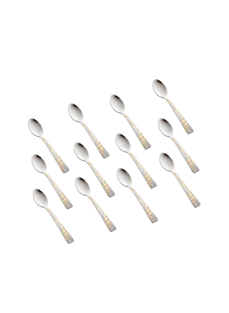 هيك طقم ملاعق شاي ستانلس ستيل مع ذهبي 12 قطعة - Image 1