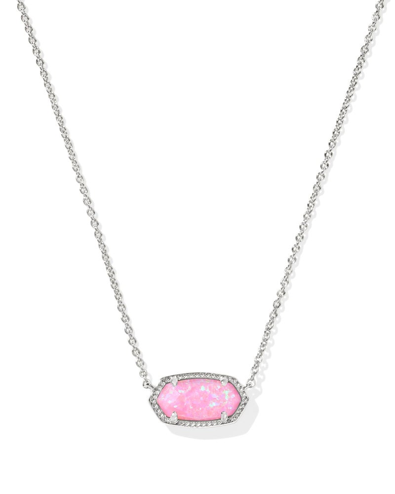 Kendra Scott Elisa Pendant Necklace for Women, Fashion Jewelry, Silver-Plated Brass, Carnation Kyocera Opal - Image 1