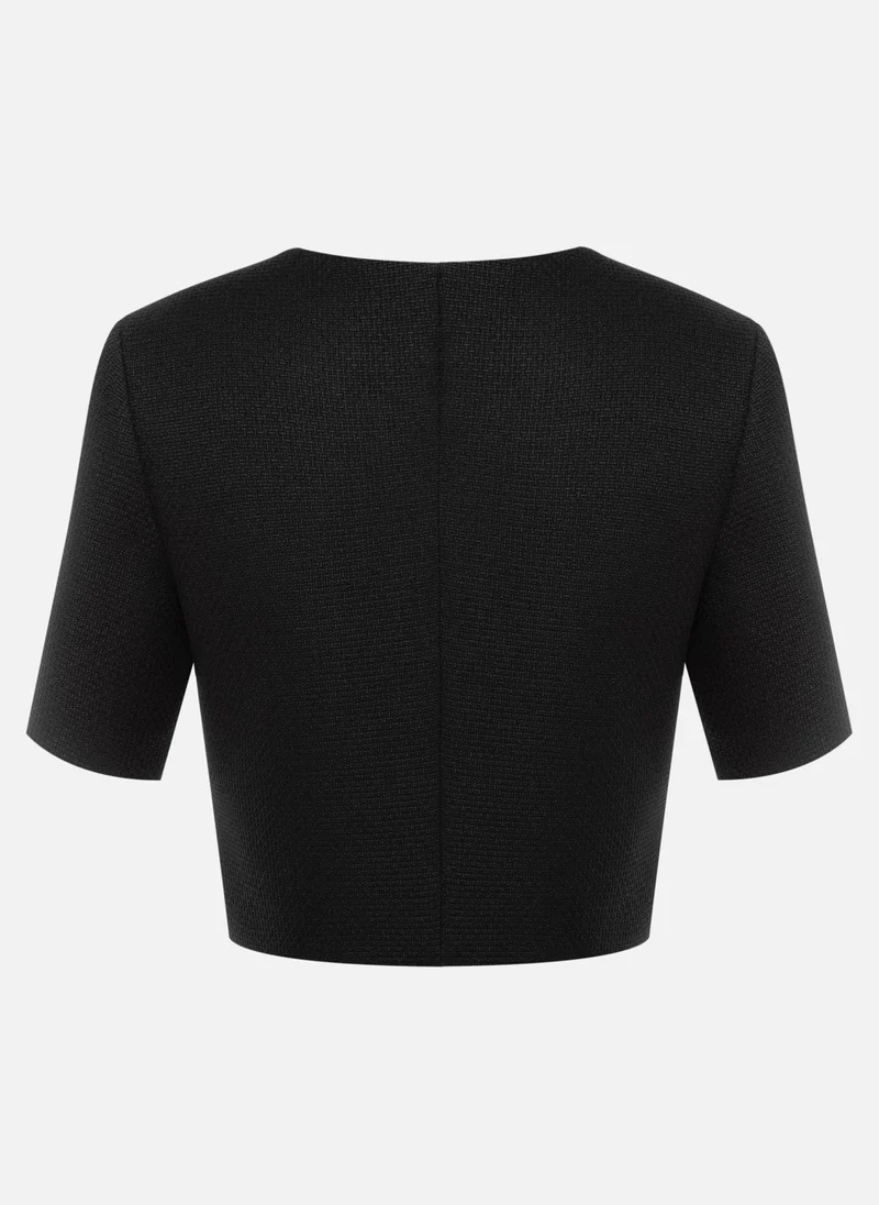 Lichi Short-sleeved tweed jacket with textured buttons
