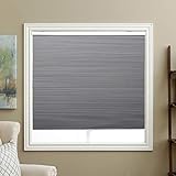 SBARTAR Cordless Cellular Shades Blackout Honeycomb Blinds Fabric Window Shades 35" W x 64" H, Cool Silver(Blackout) - Image 1