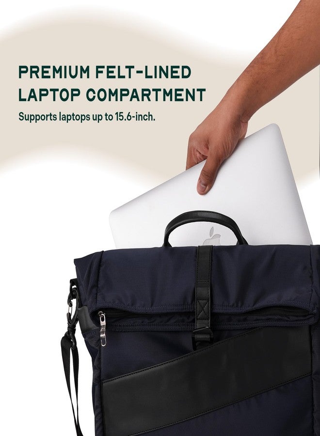 THE ASSEMBLY Assembly Oblique 15.6-inch Laptop Messenger Bag for Men & Women, Professional Office & Travel Shoulder Bag with Organiser, Passport Pocket and Trolley Sleeve - Navy Blue - Image 3