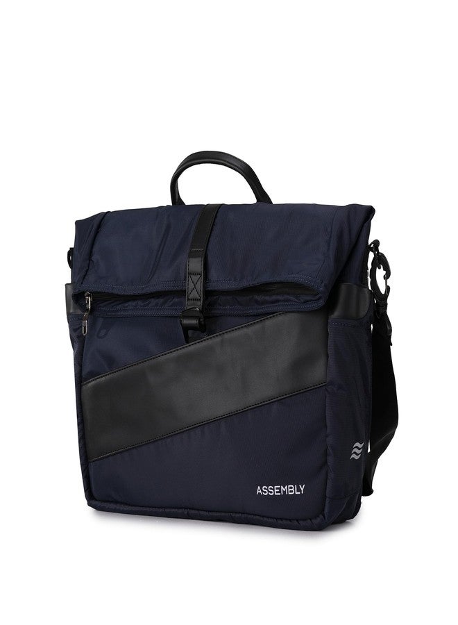 THE ASSEMBLY Assembly Oblique 15.6-inch Laptop Messenger Bag for Men & Women, Professional Office & Travel Shoulder Bag with Organiser, Passport Pocket and Trolley Sleeve - Navy Blue - Image 1