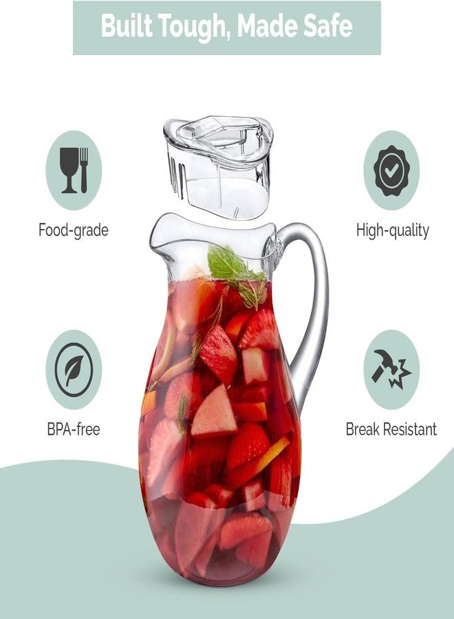MosJos Acrylic Pitcher (72 oz), Clear Plastic, Water Pitcher with Lid, Shatterproof, BPA-Free Clear Pitcher, Ideal for Sangria, Lemonade, Juice, Iced Tea & More - Image 4