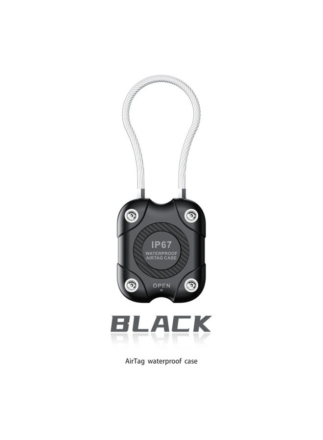 Protective Cover For Apple Tracker Airtag Tracking Locator Waterproof Rope Protective Cover-Color:Black (back Cover Screw Hole White)