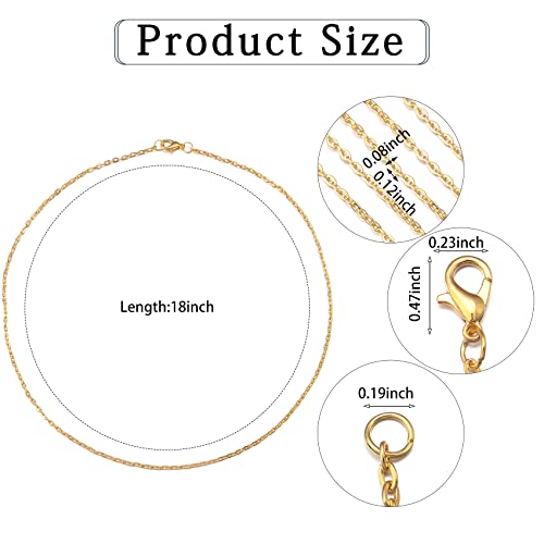 Forise 24pcs Necklace Chains Bulk 2mm Gold Plated Alloy Cable Links Chains for DIY Jewelry Making 18 Inches - Image 2