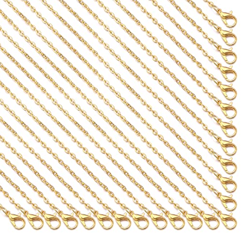 Forise 24pcs Necklace Chains Bulk 2mm Gold Plated Alloy Cable Links Chains for DIY Jewelry Making 18 Inches - Image 1